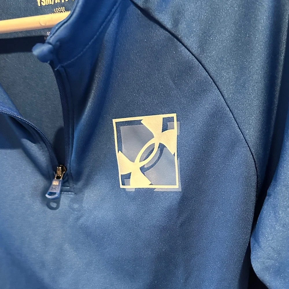 Under‎ Armour Youth Small Tech Blue Velocity Performance 1/4 Zip Pullover Top